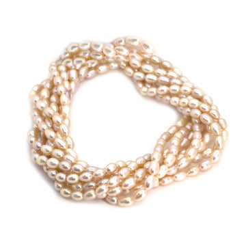 pink pearl oval beads strand

