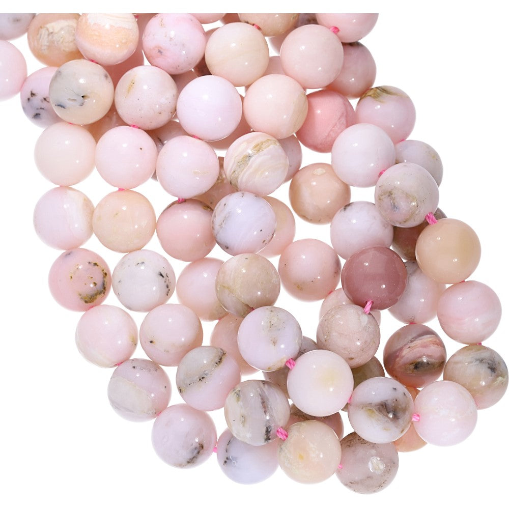 Peruvian Pink Opal 8 MM Smooth Round Shape Beads Strand