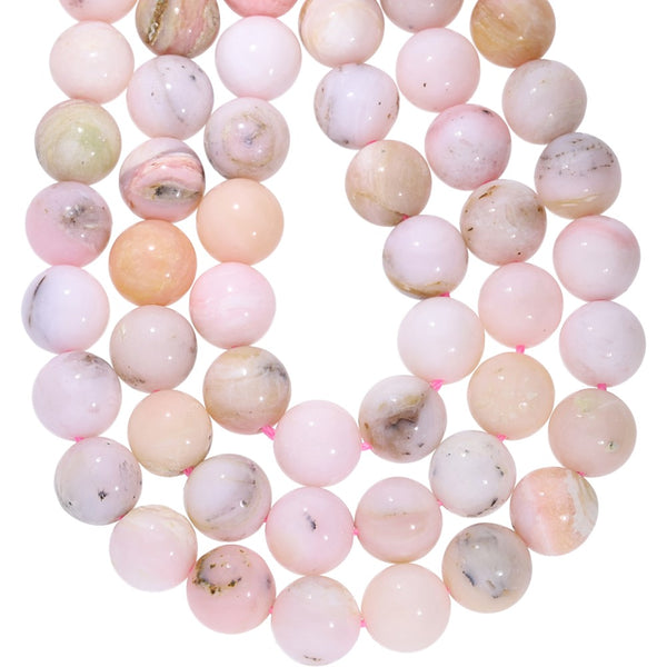 Peruvian Pink Opal 8 MM Smooth Round Shape Beads Strand