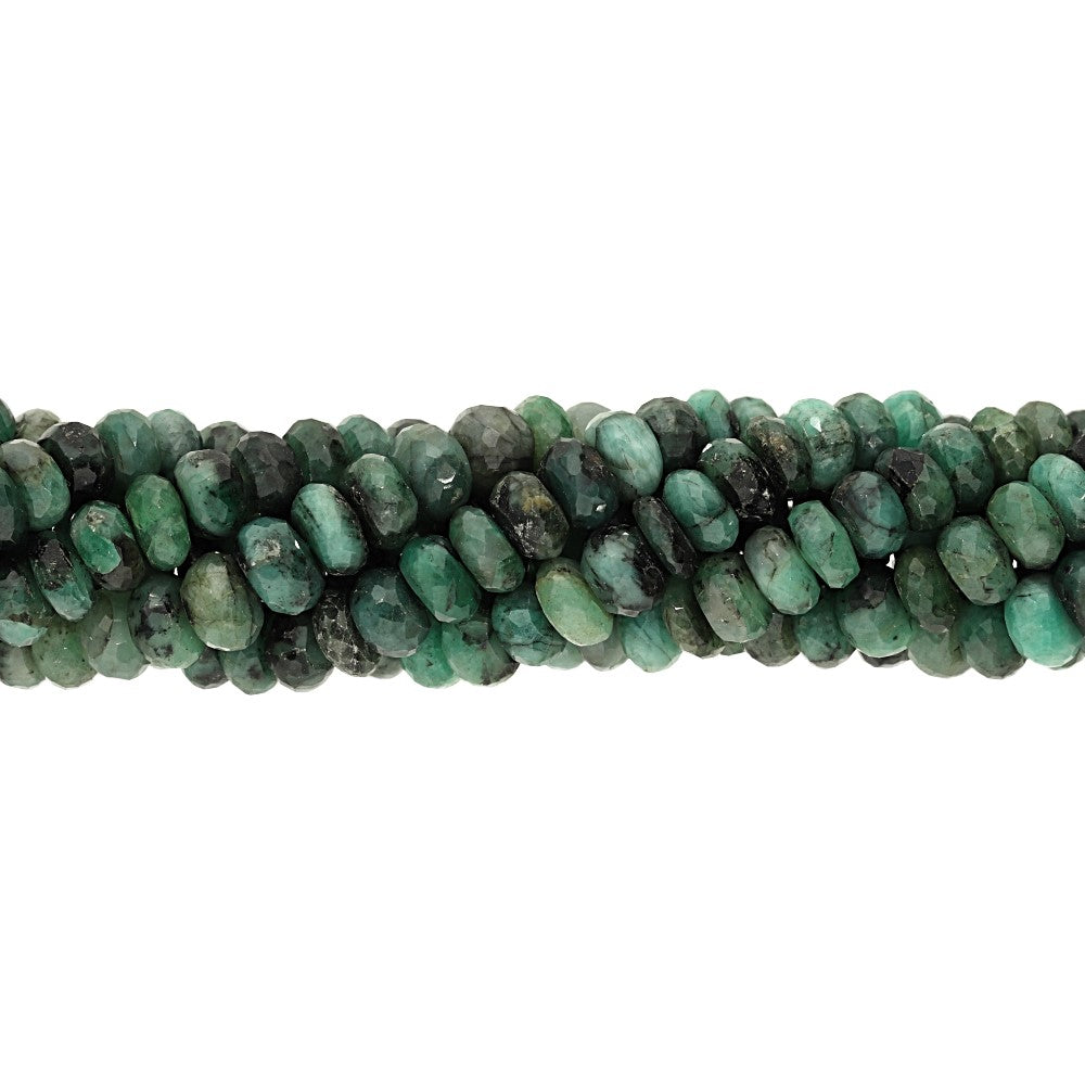 Raw Emerald 8 To 9 MM Faceted Rondelle Shape Beads Strand