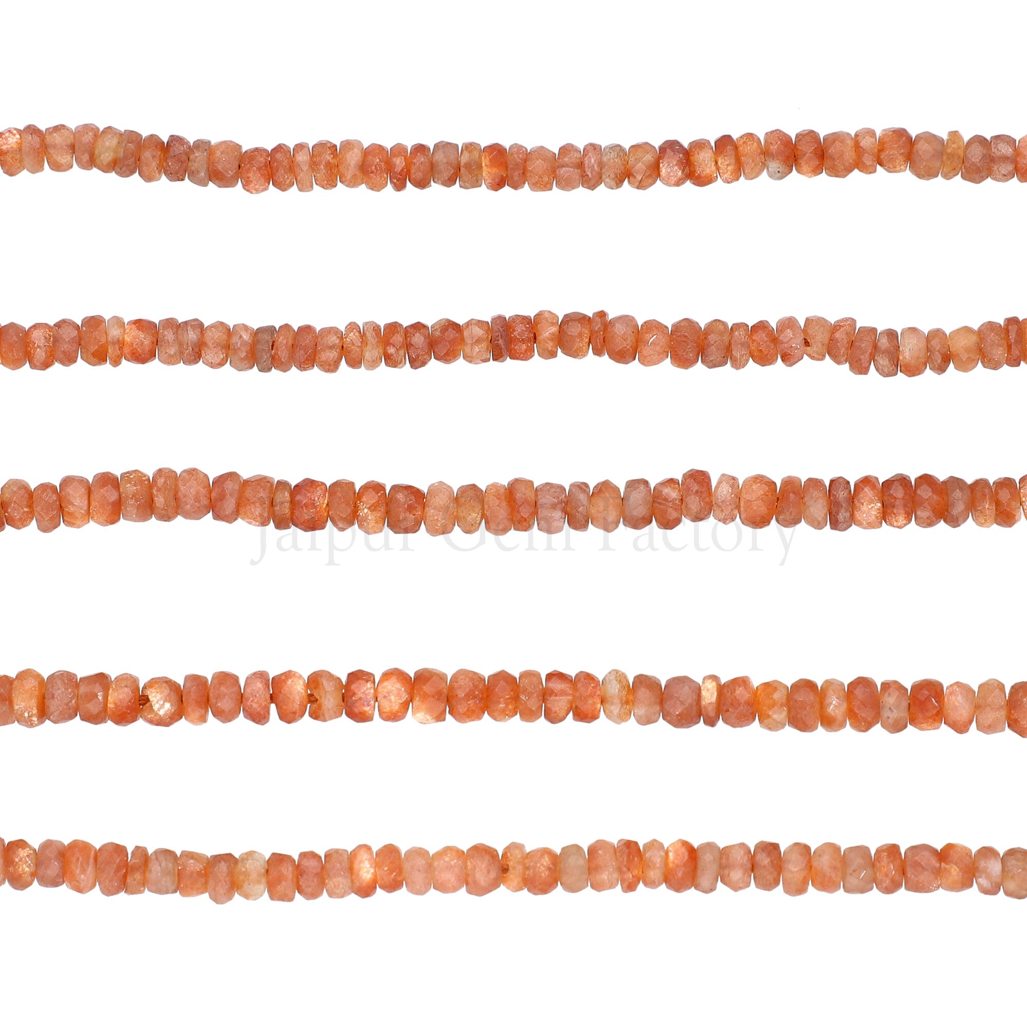 Sunstone 4 To 4.5 MM Faceted Rondelle Shape Beads Strand 1mm Drill