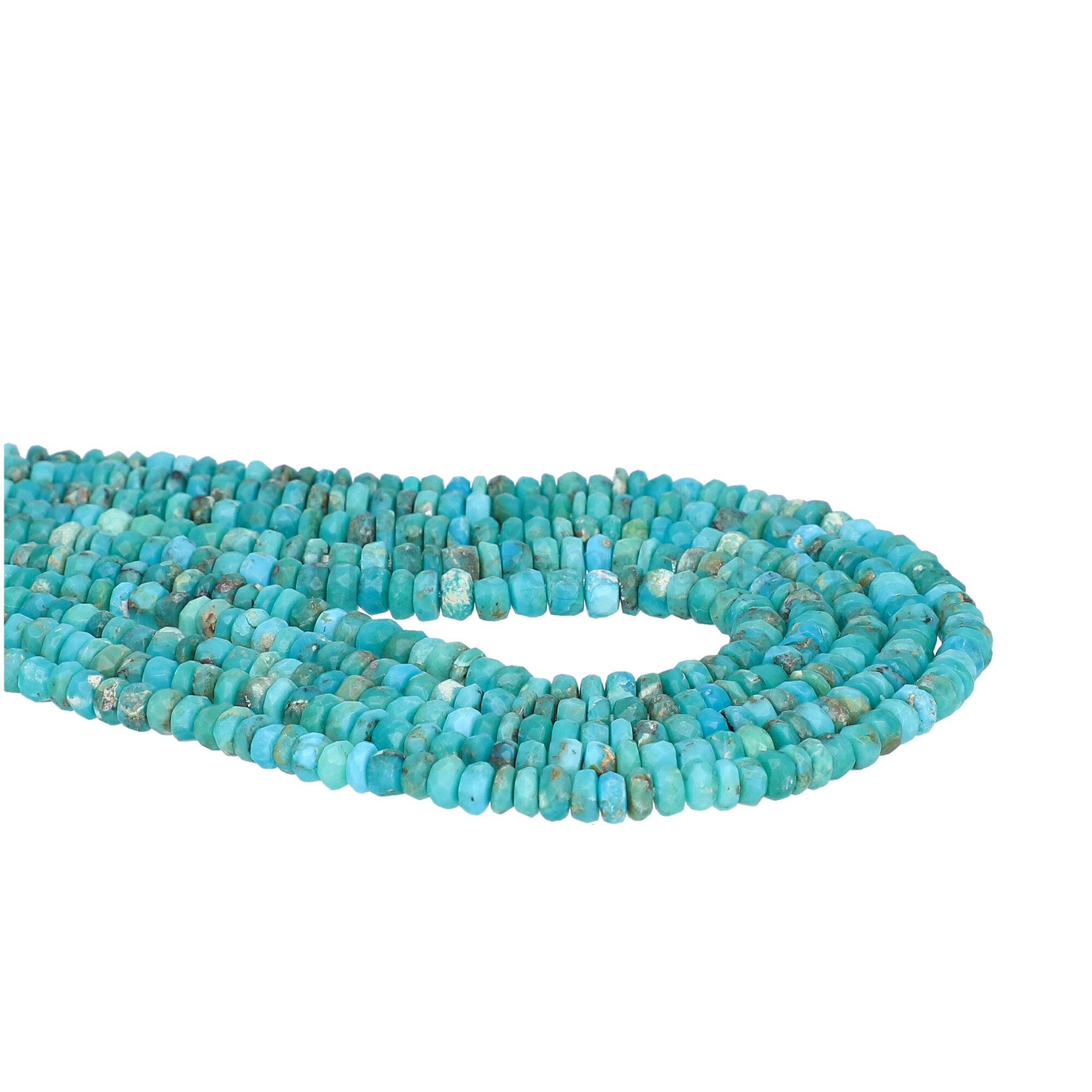 Natural Kingman Mine Turquoise 4 To 4.5 MM Rondelle Shape Faceted Gemstone Beads Strand 1mm Drill